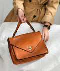 Solid Durable Leather Tote Handbag